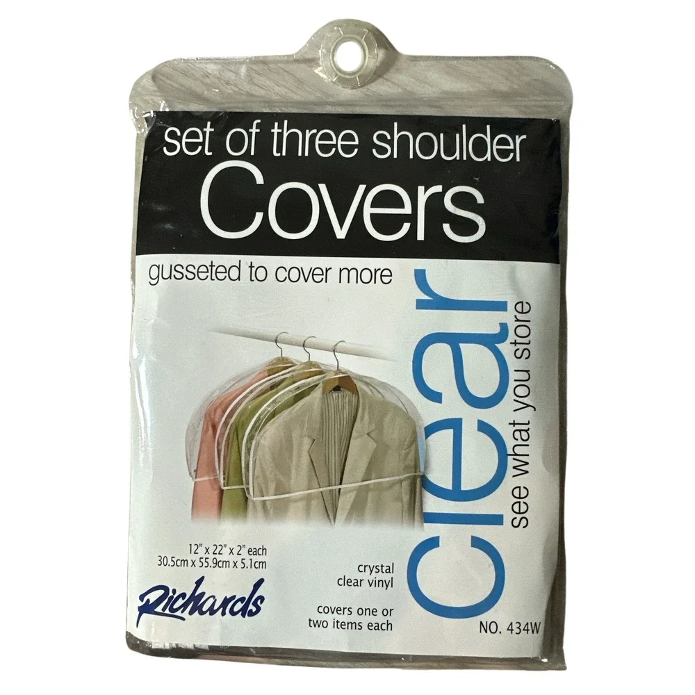 Richards Set of 3 Clear Vinyl Shoulder Covers Gusseted Garment Protectors 434W